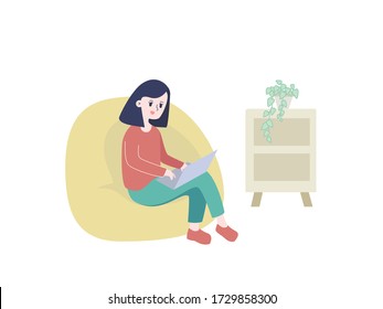 Freelancer works from home, surf the internet and online shopping