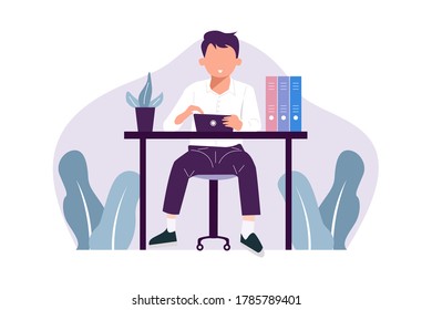 Freelancer Workspace Concept Flat Illustration Stock Vector (Royalty ...