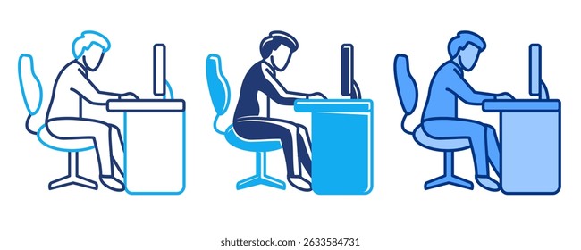 ícone Freelancer Workspace representado por Freelancer Workspace Blue, Dualline, Dualtone style.