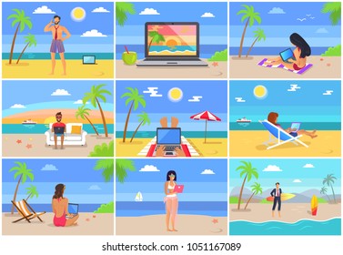 830 Man on beach with laptop isolated Images, Stock Photos & Vectors ...