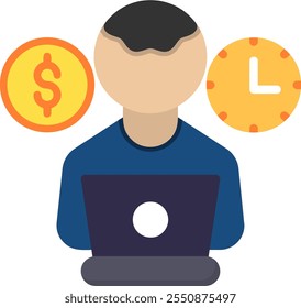 Freelancing Flat Vector Icon Design