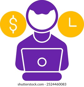 Freelancing Glyph Two Color Vector Icon Design