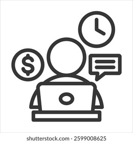 Freelancing Outline Icon Vector Illustration