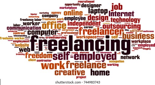 Freelancing word cloud concept. Vector illustration
