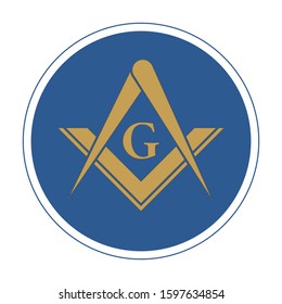 Freemasonry Emblem Icon Logo. The masonic square and compass symbol. Vector illustration.