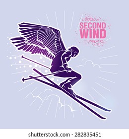 Free-ride skier. Vector illustration created in topic "Second wind "