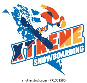 Freeride snowboarder in motion. Sport logo or emblem