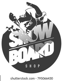 Freeride snowboarder in motion. Sport logo or emblem