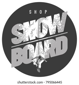 Freeride snowboarder in motion. Sport logo or emblem