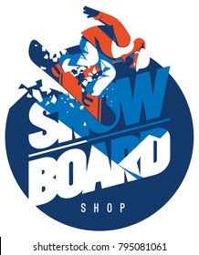 Freeride snowboarder in motion. Sport logo or emblem