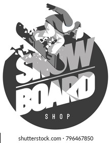 Freeride snowboarder in motion. Sport logo or emblem