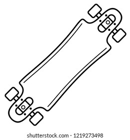 Freeriding skateboard. Vector flat outline icon illustration isolated on white background.
