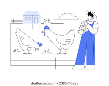 Free-run eggs isolated cartoon vector illustrations. Young hipster farmer carrying eggs, modern agriculture, organic livestock farming, countryside lifestyle, ranch activity vector cartoon.