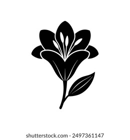 Freesia schwarze Silhouette Vektor, perfekt für florale Designs, Hochzeitsdekor und botanische Illustrationen.