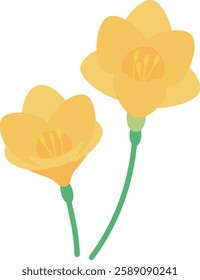 Freesia flower clip art,Cute flower vector illustration