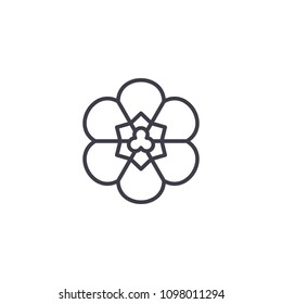Freesia flower line icon concept. Freesia flower flat vector sign, symbol, illustration.