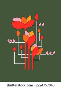 Freesia flower, vector stylization, geometric.