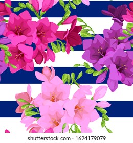Freesia flowers pattern. Vector flowers. Pattern for printing on fabric. Summer pattern