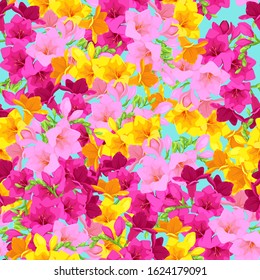 Freesia flowers pattern. Vector flowers. Pattern for printing on fabric. Summer pattern
