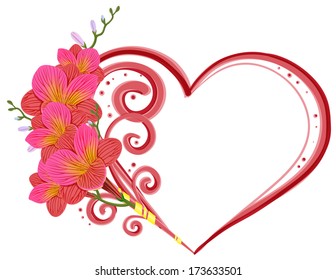 freesia and heart isolated on white