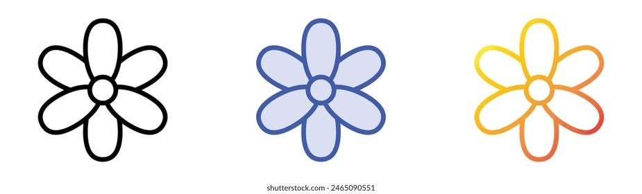 freesia icon. Linear, Blue Fill and Gradient Style Design Isolated On White Background