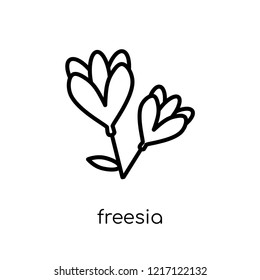 Freesia icon. Trendy modern flat linear vector Freesia icon on white background from thin line nature collection, editable outline stroke vector illustration