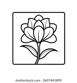 Freesia outline icon, elegant curved petals, minimalist design, white background
