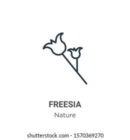 Freesia outline vector icon. Thin line black freesia icon, flat vector simple element illustration from editable nature concept isolated on white background