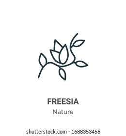 Freesia outline vector icon. Thin line black freesia icon, flat vector simple element illustration from editable nature concept isolated stroke on white background