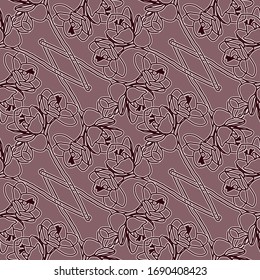 Freesia seamless vector pattern. Floral design in art nouveau style. Decorative hand drawn vintage design in beautiful pink and burgundy colours. Great for curtains, wallpapers and upholstery.