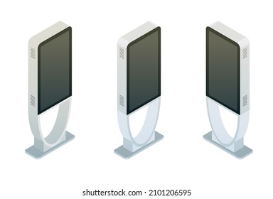 Freestanding information kiosk, terminal, stand. Isometric