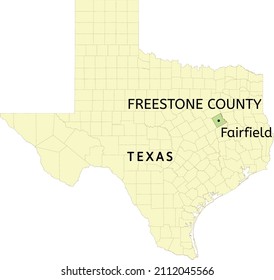 Freestone County and city of Fairfield location on Texas state map