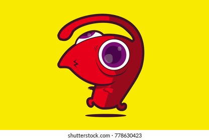 Freestyle cute alien cartoon vector.