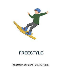 Freestyle flat icon. Colored element sign from winter sport collection. Flat Freestyle icon sign for web design, infographics and more.