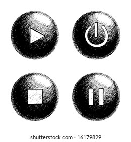 Freestyle hand-drawn icons for multimedia interface.