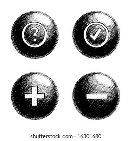 Freestyle hand-drawn icons for multimedia interface.