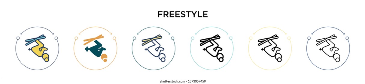Freestyle icon in filled, thin line, outline and stroke style. Vector illustration of two colored and black freestyle vector icons designs can be used for mobile, ui, web