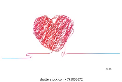 Freestyle linear of love heart, Eps 10 vector