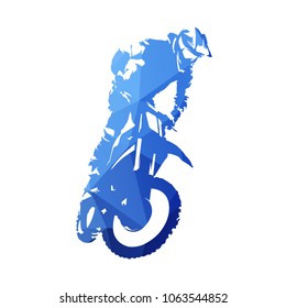 Freestyle motocross, fmx. Abstract blue geometric vector silhouette