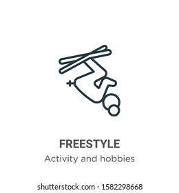 Freestyle outline vector icon. Thin line black freestyle icon, flat vector simple element illustration from editable activities concept isolated on white background