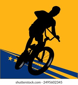 Freestyle Silhouette Urban Bike Trick on Gradient Background