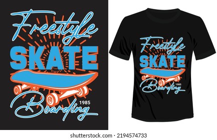 Freestyle Skate Boarding T-shirt Design Vector Illustration