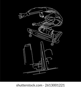 freestyle skate line art vector