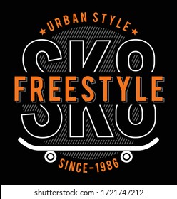 freestyle skate. urban style. boys graphic tees vector design illustration and other uses