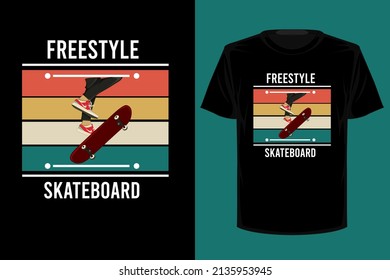 Freestyle skateboard retro vintage t shirt design