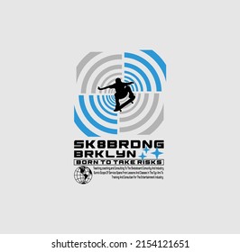 Freestyle Skateboarding BROOKLYN, New York City, Skatepark Typography design for print t shirt 