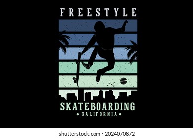 freestyle skateboarding california silhouette design