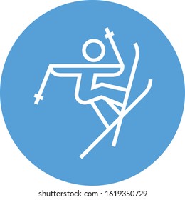 Freestyle Skier Catching Big Air Outline Icon