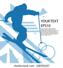 Freestyle skier silhouette colorful modern design background