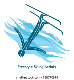 Freestyle Skiing Aerials icon.Olympic species of events in 2018. Winter sports games icons, vector pictograms for web, print and other projects. Vector illustration isolated on a white background